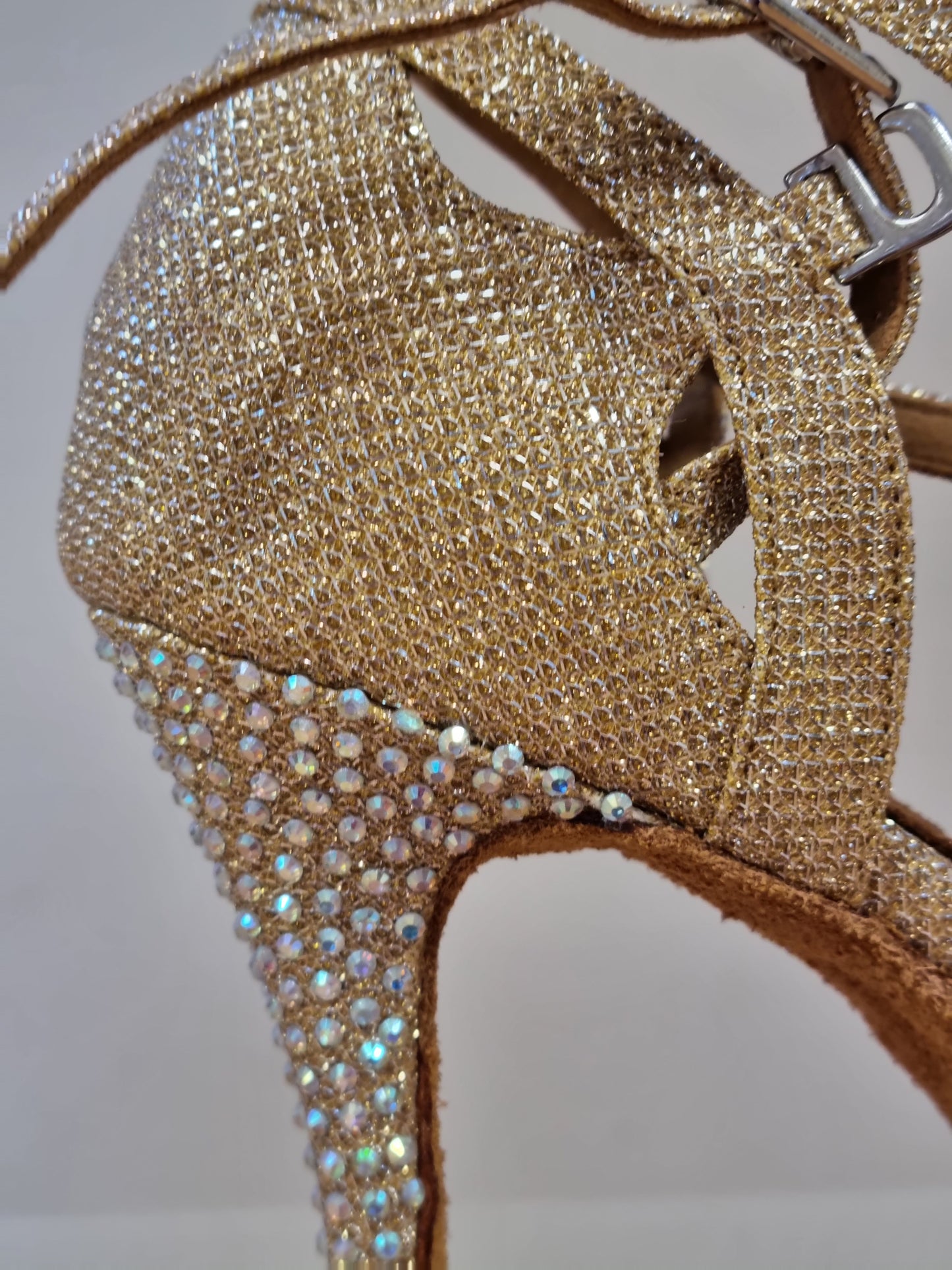 Gold Rhinestone Samba Platform Dance Heels