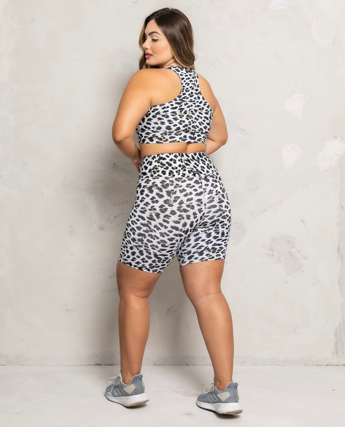 Snow Leopard High Waist Bike Short