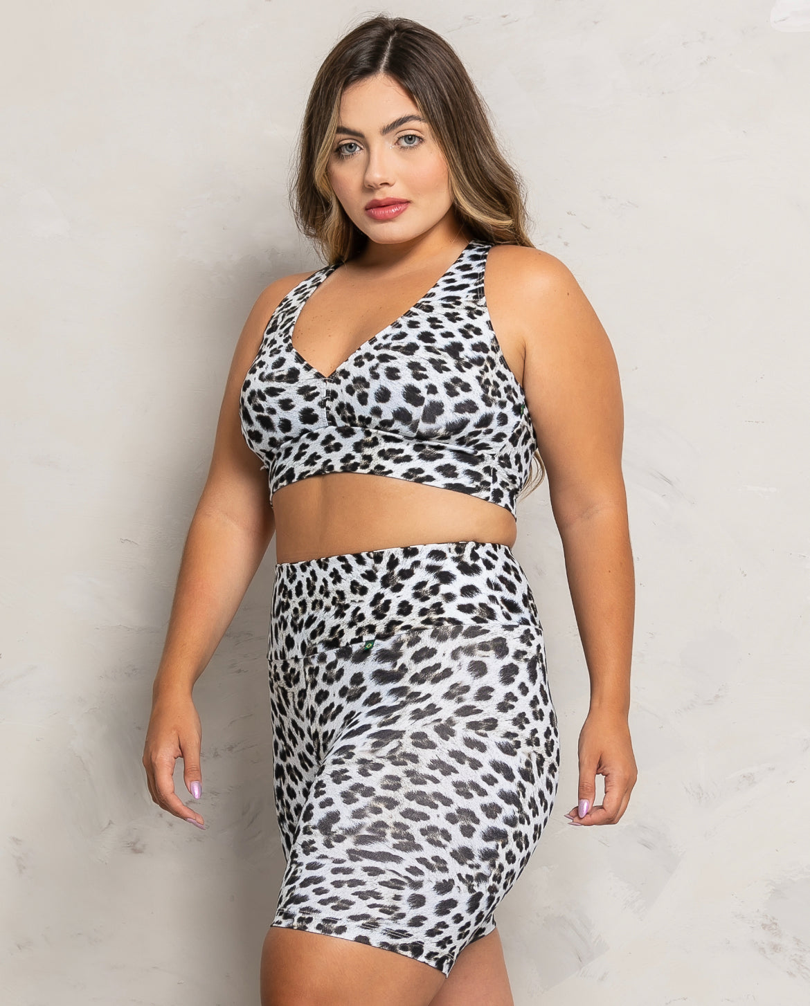 Snow Leopard High Waist Bike Short
