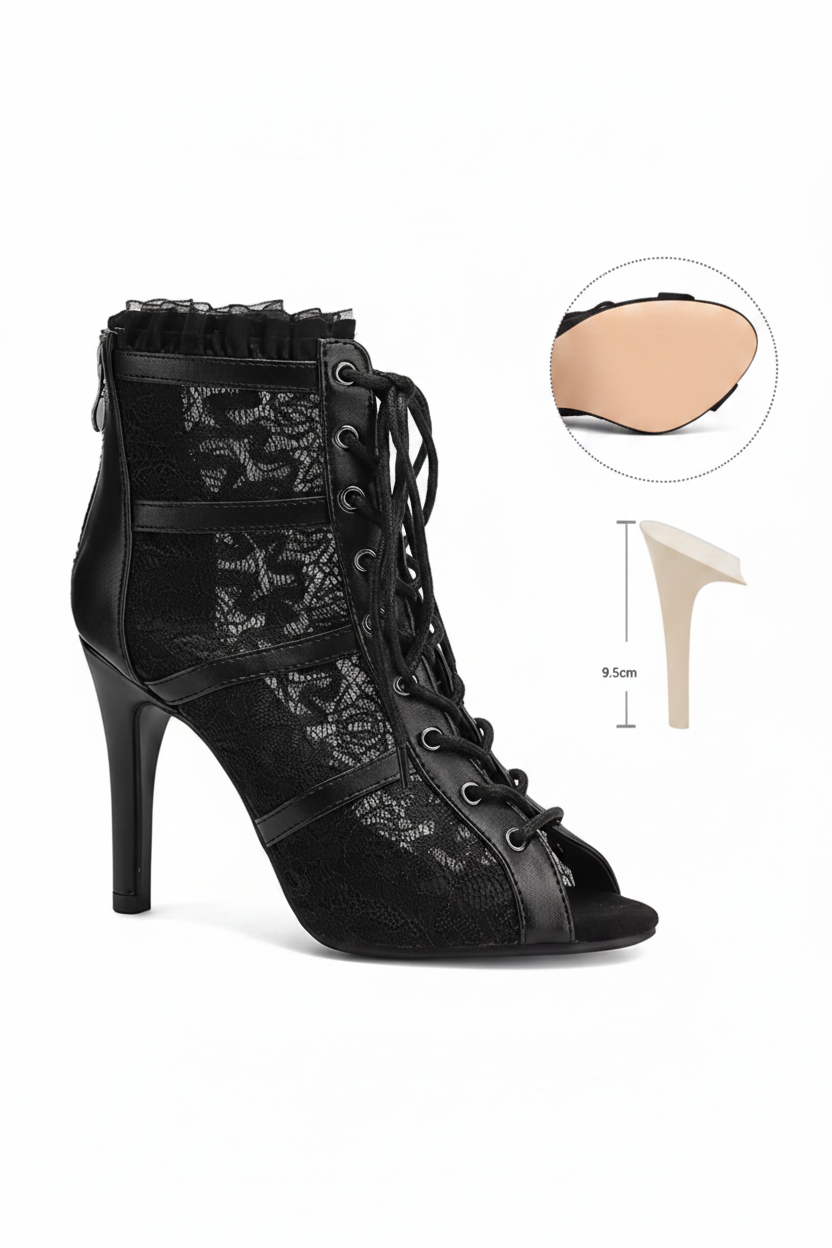 Black Lace-Up Ankle Boot