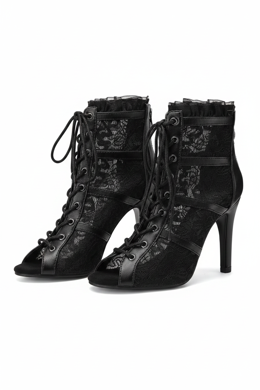Black Lace-Up Ankle Boot