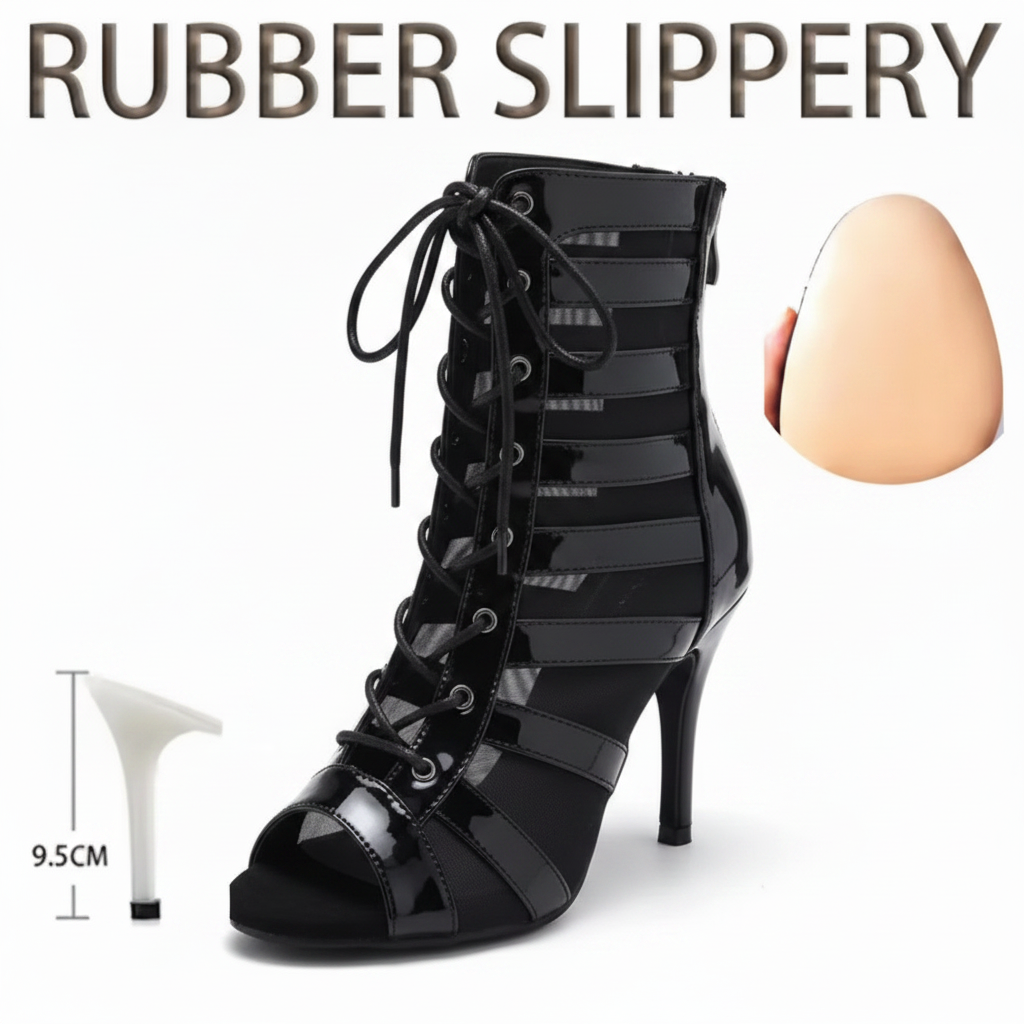 Patent Leather Lace-up Heel