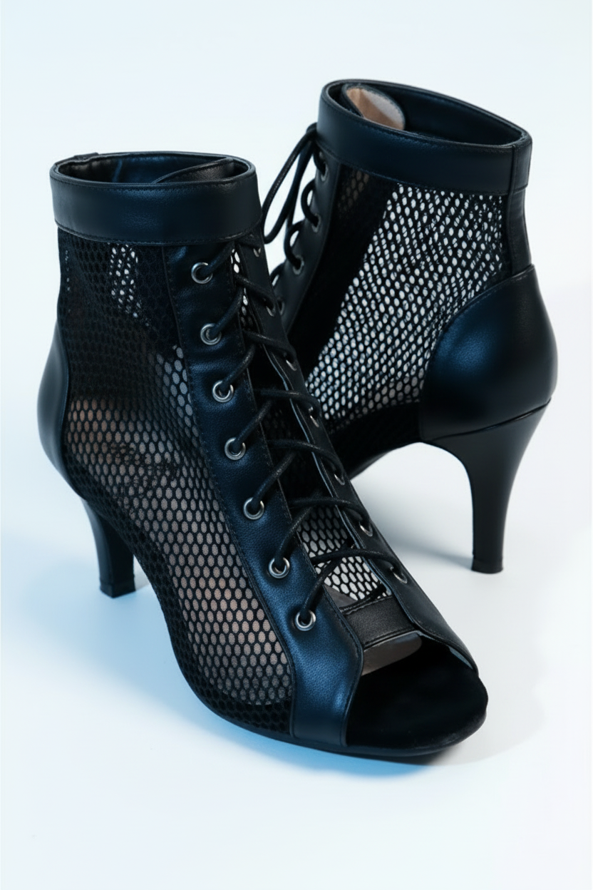 Black Mesh Dance Heels