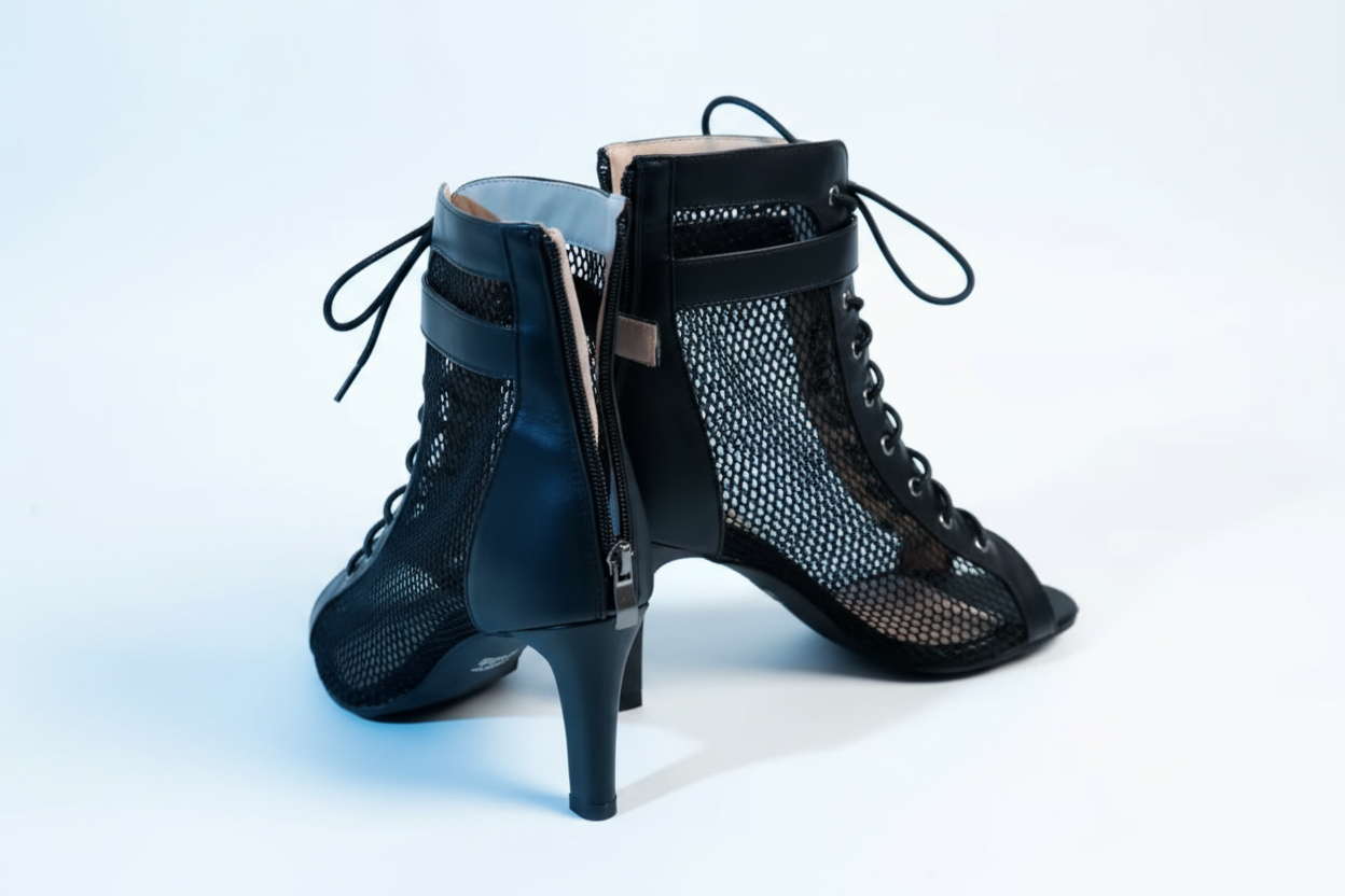 Black Mesh Dance Heels