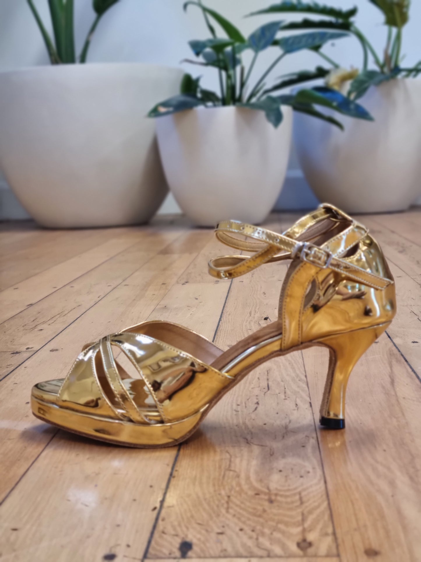 Gold Samba Platform Dance Heels