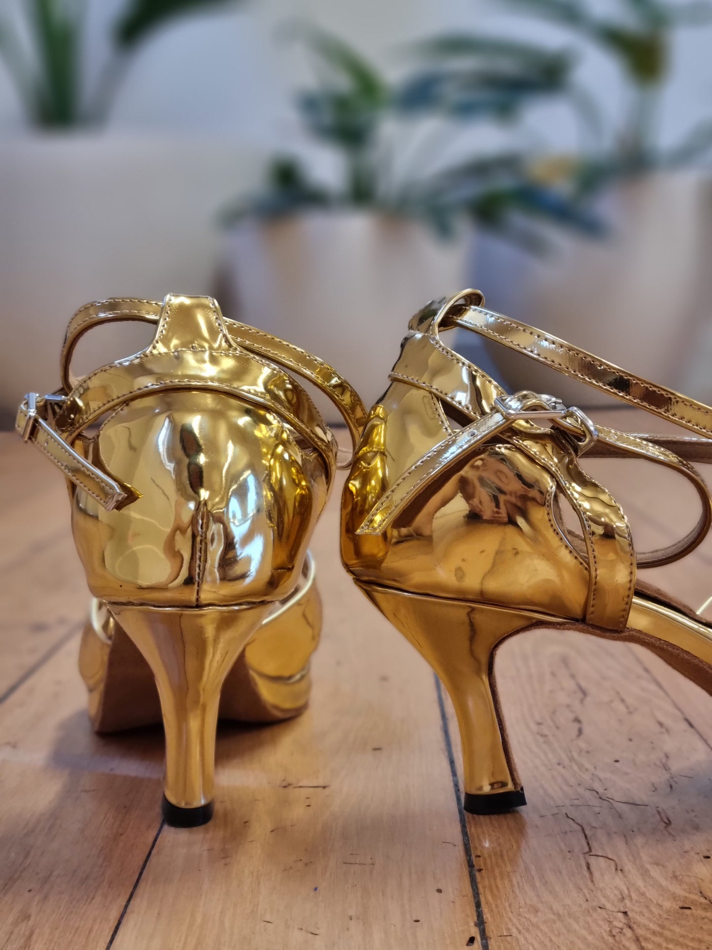Gold Samba Platform Dance Heels
